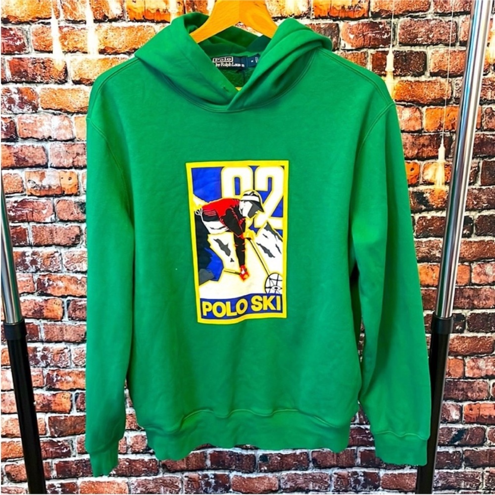 Polo Ralph Lauren Ski Fleece Hoodie medium men's green hooded sweatshirt polo
RL